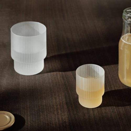 ferm LIVING Glass Ripple Small, hvid, 60 ml, glas, sæt med 4 stk