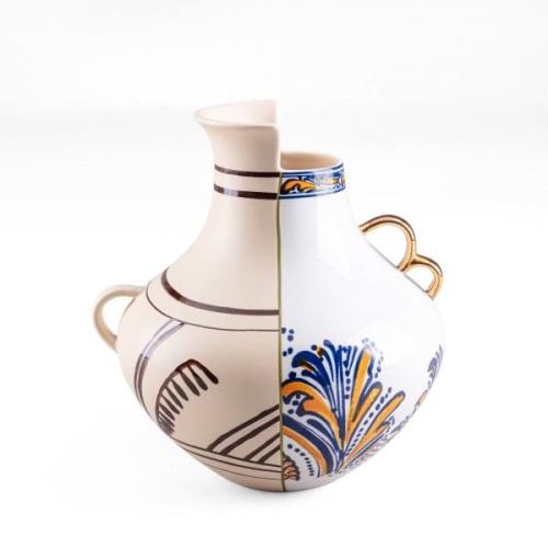 SELETTI Vase Hybrid Nazca, hvid/farvet, Ø 22,5 cm, porcelæn