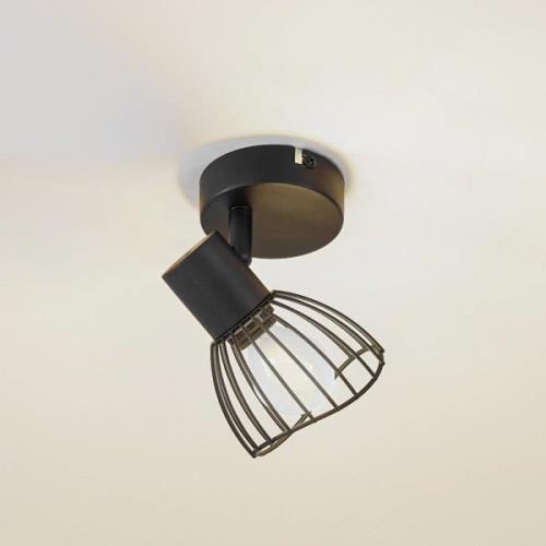 Lindby loftlampe Piena, sort, 1 lyskilde, metal, Ø 9,3 cm