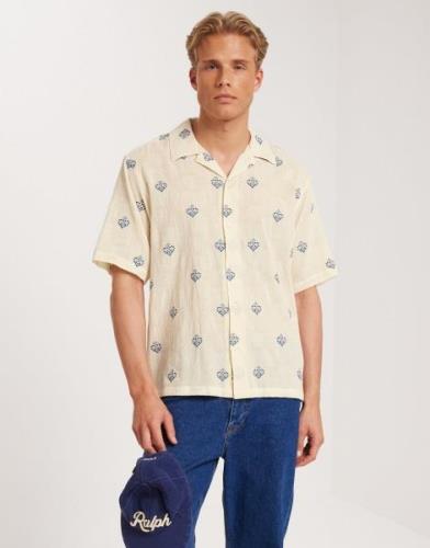 Woodbird WBSunny Flower Shirt Kortærmede skjorter Beige