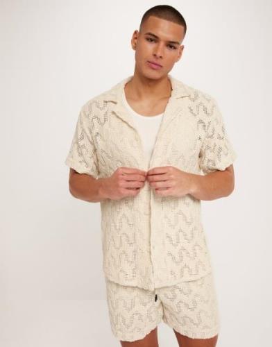 OAS Cuba Crochet Shirt Kortærmede skjorter Beige