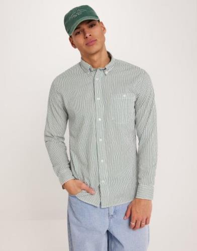 Selected Homme Slhreg-Reil Shirt Ls Seersucker Stribede skjorter Grøn