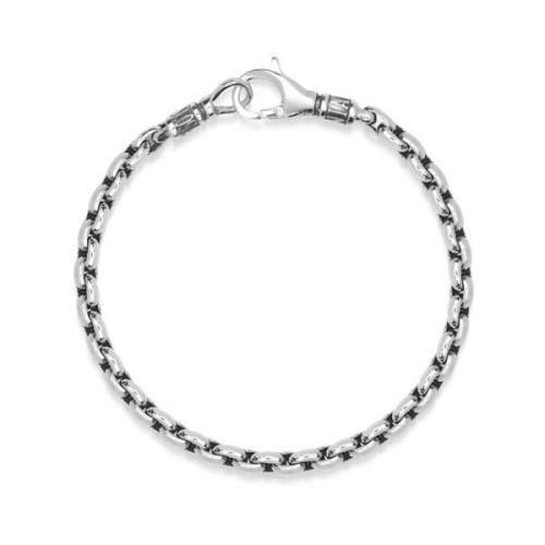 Men`s Sterling Silver 4mm Round Link Chain Bracelet