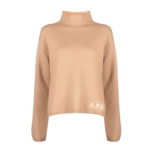 Beige Intarsia-Strik Logo Sweater