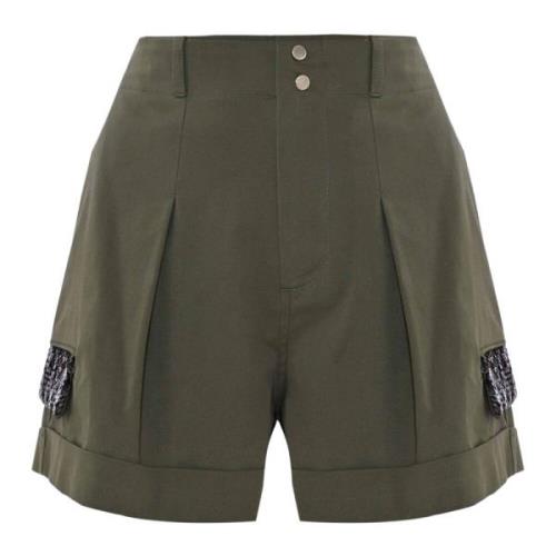 Safari-Style Shorts med Plisseringer og Knapper
