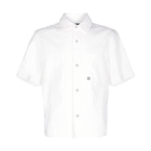 Hvid Bomuld Logo Bowling Skjorte til Mænd