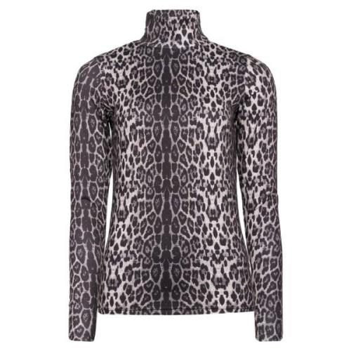 Leopard Print Highneck Bluse