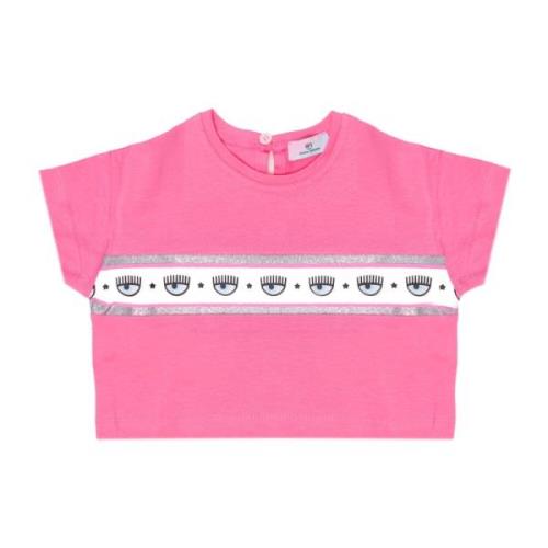 Pink Crewneck T-shirt med Print