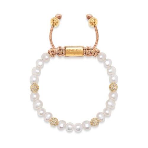 Women`s Beaded Bracelet with Pearl and Gold