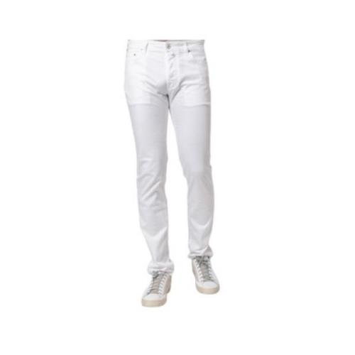 Hvid Bomuldslærred Slim-Fit Jeans