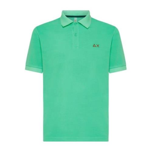 Grøn Solid Polo Shirt med Fluorescerende Logo