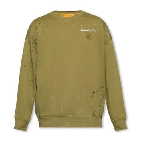 Grøn Crewneck Sweatshirt med Malingssprøjt