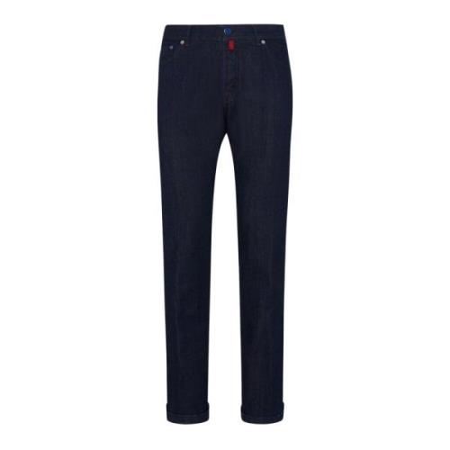 Mørkeblå Slim-Fit Jeans i Bomuld