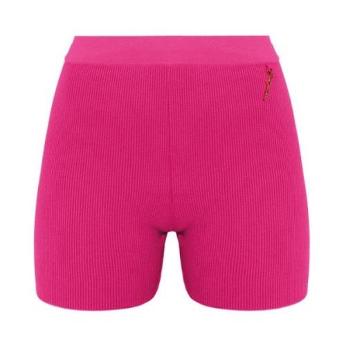 Mørk Pink Ribbet Shorts