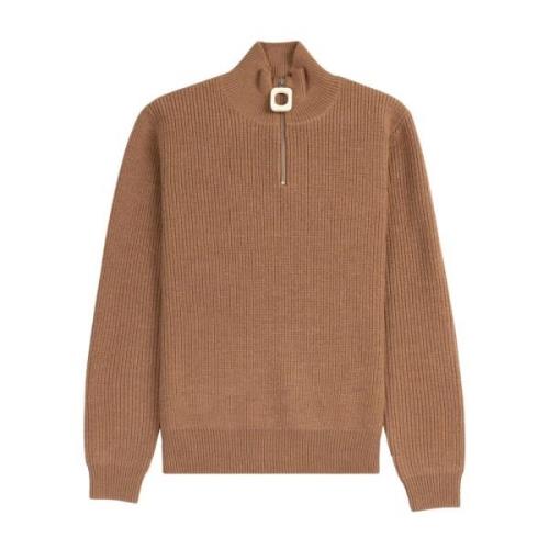 Brun Lynlås Højhalset Sweater