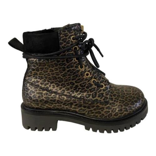 Leopard Print Læderstøvler