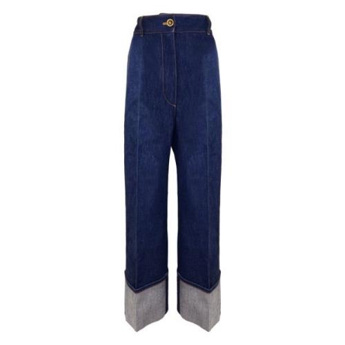 Mørkeblå Jeans med Fold