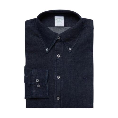 Milano Slim-Fit Sport Skjorte, denim, knap-down krave