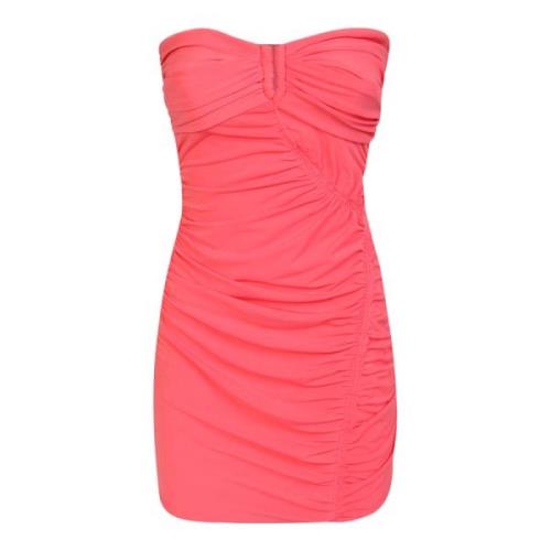 Pink Ruched Strapless Mini Kjole