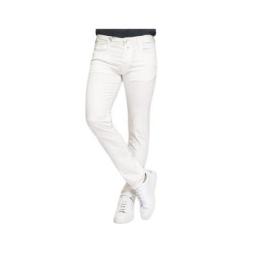 Slim Fit Revnede Hvide Jeans