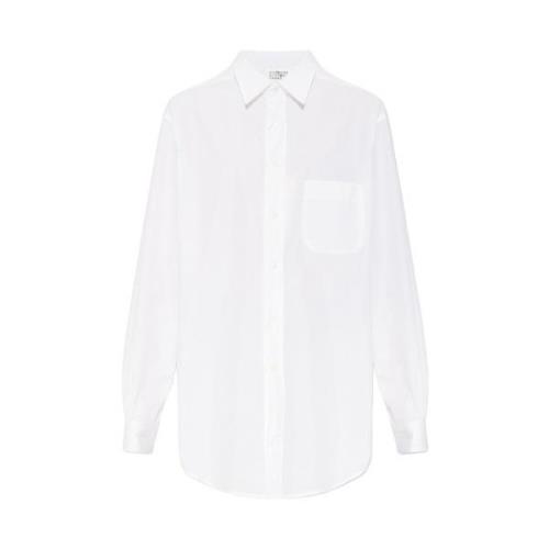 Hvid Bomuldsskjorte med Knapper