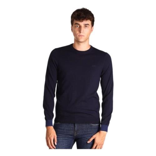 Blå Sweaters med Rund Albuekontrast