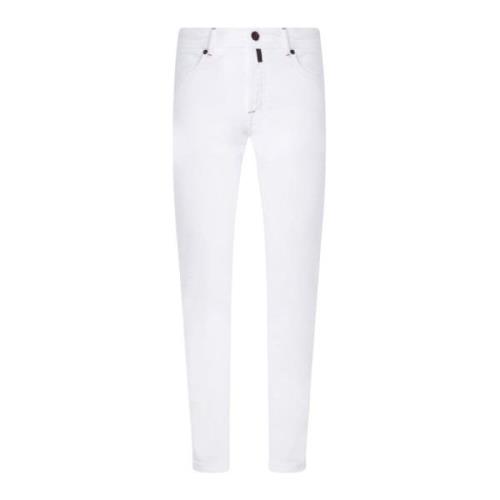 Hvide Slim Fit Fem Lomme Jeans i Kurabo Denim