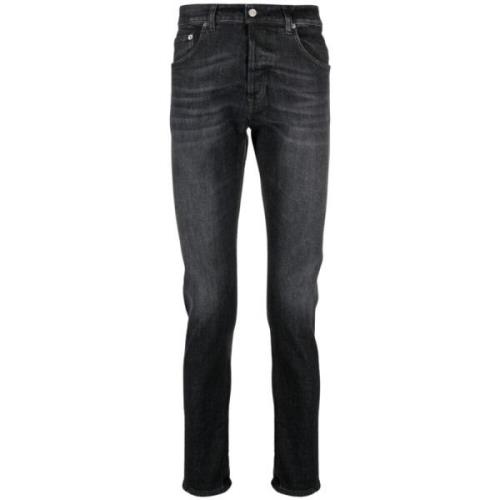 Slim-Fit Distressed Sorte Jeans