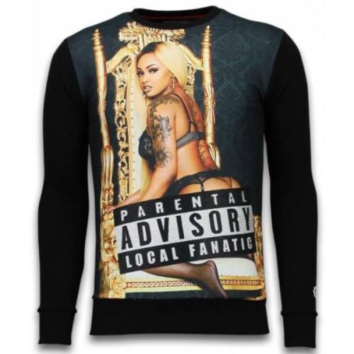 Parental Advisory Rhinestone - Sweatshirt Herre - 6035Z