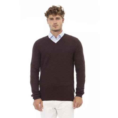 Brun Merinould V-Hals Sweater