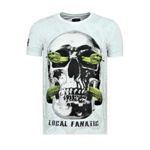 Skull Snake Rhinestones - Herre T-shirt - 6326W