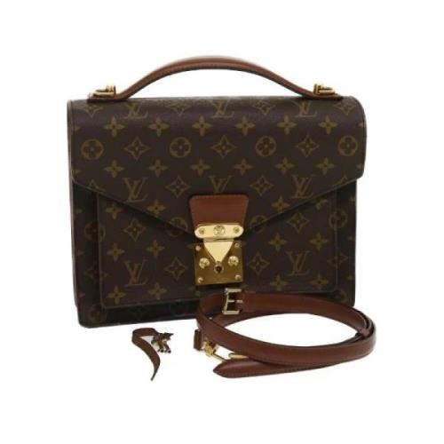 Brugt Brunt Lærred Louis Vuitton Monceau Clutch Taske