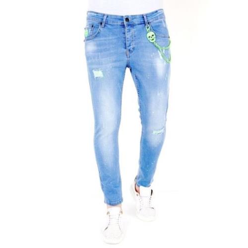 Slim Fit Jeans med Slid - 1027