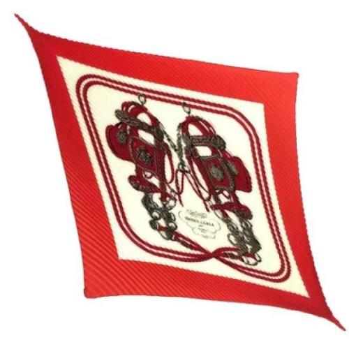 Brugt Rød Silke Hermès Tørklæde