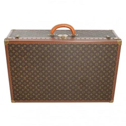 Vintage Brunt Stof Louis Vuitton Rejsetaske