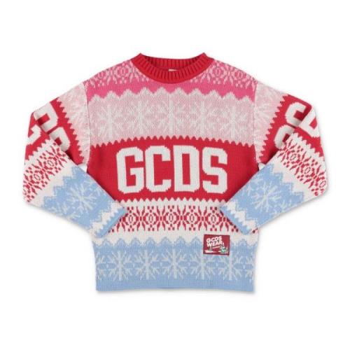 Pink with contrasting panels cotton GCDS knit jumper