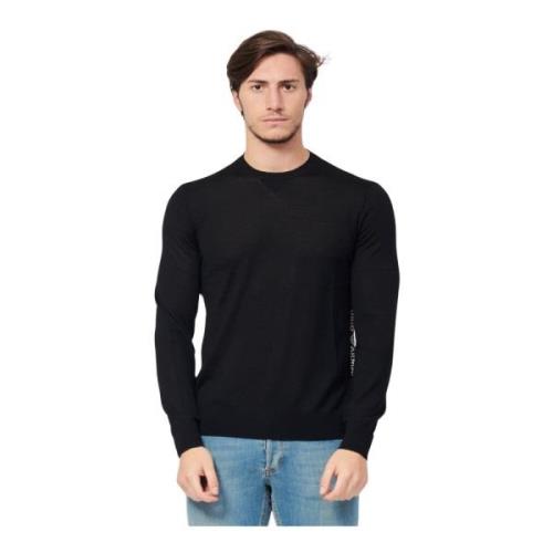 Sort Armani Sweater med Vertikalt Jacquard Bogstaver
