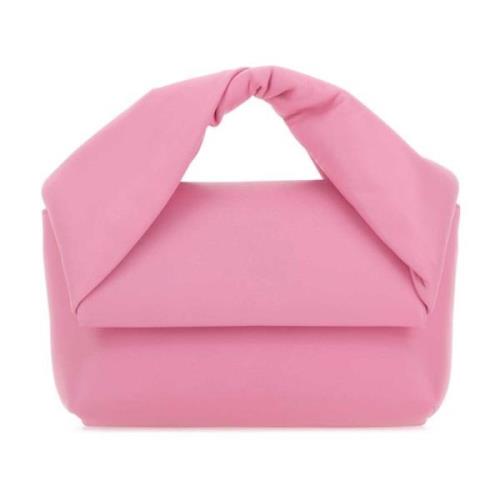 Pink Læder Twister Håndtaske