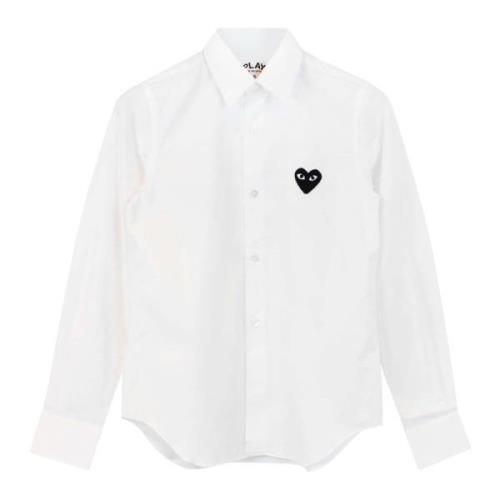 Hjerte Logo Hvid Bomuld Skjorte
