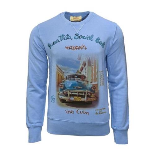 Vintage Blå Crew Neck Sweatshirt