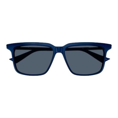 Blå Rektangulære Solbriller med Stribede Metalarme