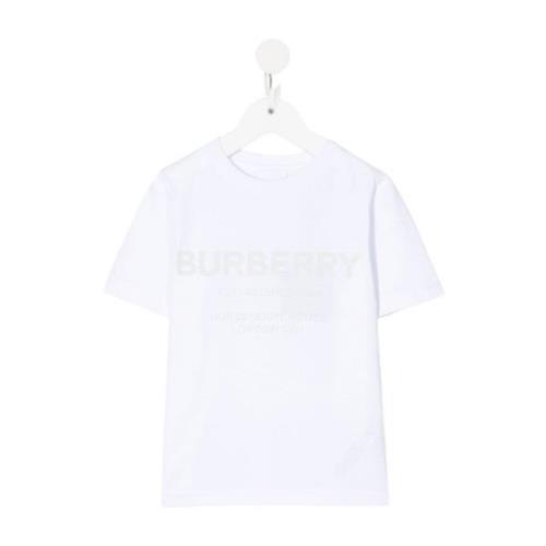 Hvid Bomuld Logo Print T-Shirt