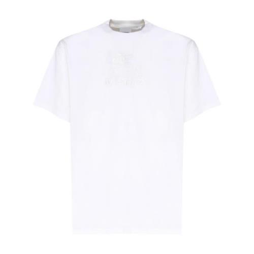 Hvid Bomuld T-shirt med Equestrian Dekoration