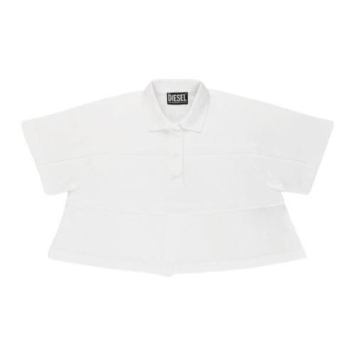 Hvid Cropped Polo Shirt til Børn