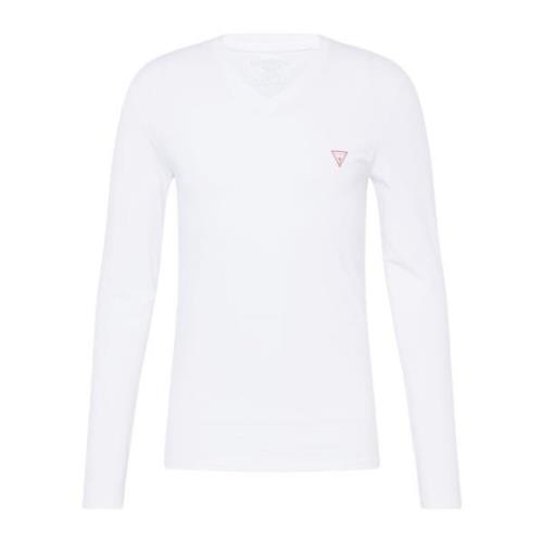 Strækbar V-hals T-shirt - Hvid