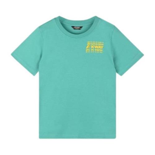 Grøn børne T-shirt med gult logo print