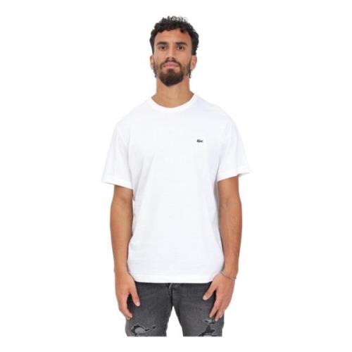 Tidløs Herre Hvid T-shirt med Ikonisk Krokodille Patch