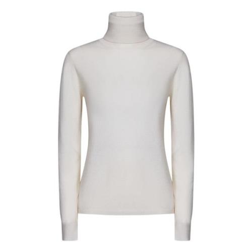 Hvid Ribbet Rullekrave Turtleneck Sweater