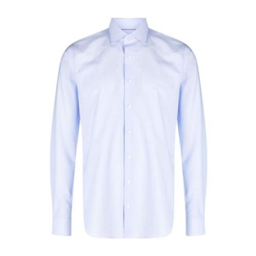 Clear Blue Langærmet Bomuldsskjorte