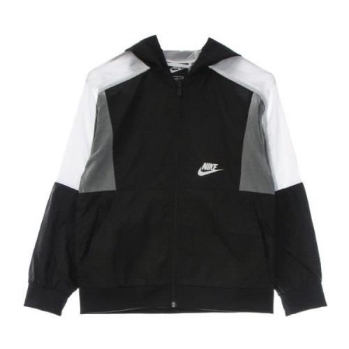 Vævet jakke i sort/hvid/røggrå